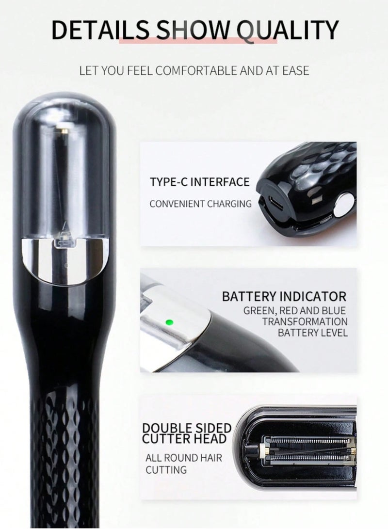 PANDA JOJO Split Hair Trimmer, Hair Split Ends Trimmer Remover, Damaged Hair Repair Hair Care Treatment Rechargeable Cordless Hair Cutting (Black) - Image 5