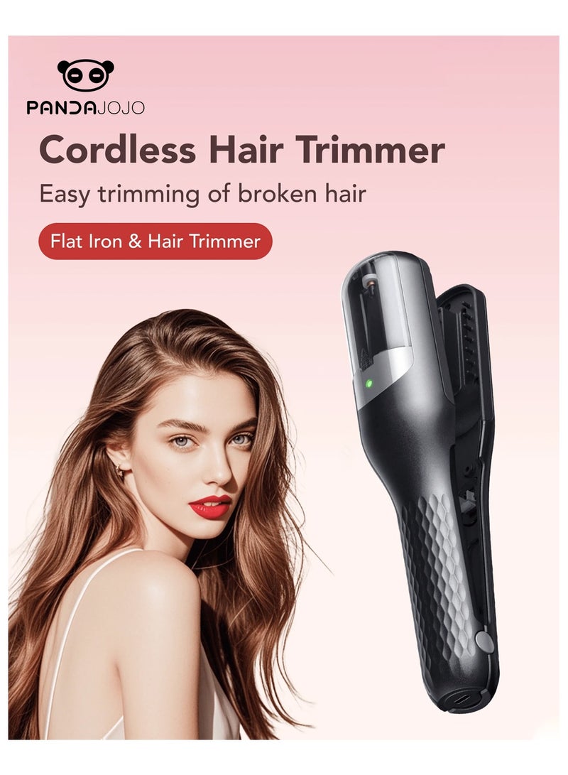 PANDA JOJO Split Hair Trimmer, Hair Split Ends Trimmer Remover, Damaged Hair Repair Hair Care Treatment Rechargeable Cordless Hair Cutting (Black) - Image 1