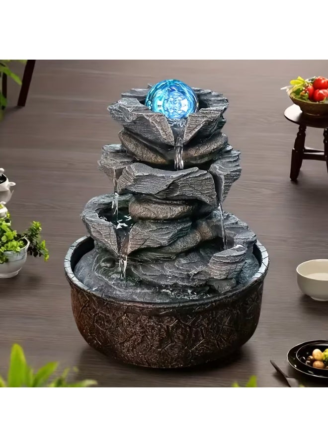 إيروريكس [نافورة صخرية بأربع طبقات] نافورة داخلية صخرية بطول 9.84 قدم مع كرات إضاءة LED | نافورة شلال للطاولة، ديكور منزلي، مستلزمات مكتب، ديكور نافورة صخرية، نافورة خارجية للحديقة، نافورة طاولة، نافورة داخلية - Image 3