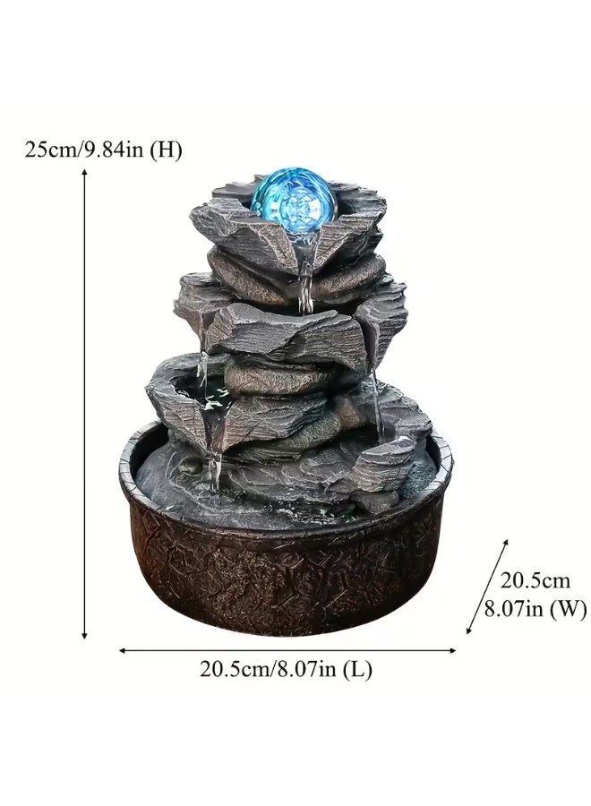 إيروريكس [نافورة صخرية بأربع طبقات] نافورة داخلية صخرية بطول 9.84 قدم مع كرات إضاءة LED | نافورة شلال للطاولة، ديكور منزلي، مستلزمات مكتب، ديكور نافورة صخرية، نافورة خارجية للحديقة، نافورة طاولة، نافورة داخلية - Image 2
