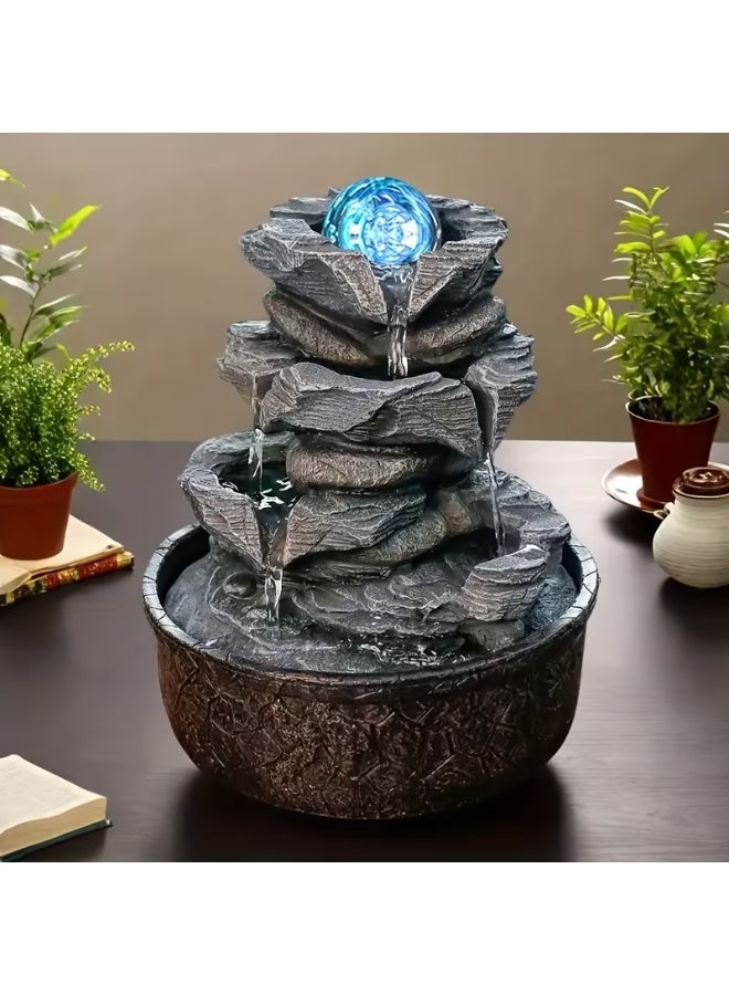 إيروريكس [نافورة صخرية بأربع طبقات] نافورة داخلية صخرية بطول 9.84 قدم مع كرات إضاءة LED | نافورة شلال للطاولة، ديكور منزلي، مستلزمات مكتب، ديكور نافورة صخرية، نافورة خارجية للحديقة، نافورة طاولة، نافورة داخلية - Image 4