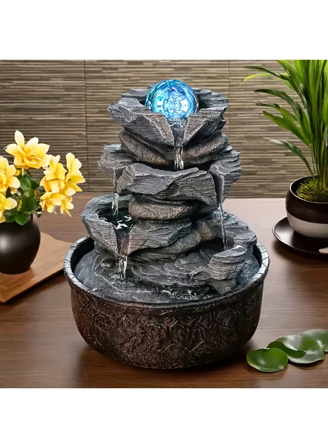 إيروريكس [نافورة صخرية بأربع طبقات] نافورة داخلية صخرية بطول 9.84 قدم مع كرات إضاءة LED | نافورة شلال للطاولة، ديكور منزلي، مستلزمات مكتب، ديكور نافورة صخرية، نافورة خارجية للحديقة، نافورة طاولة، نافورة داخلية - Image 5