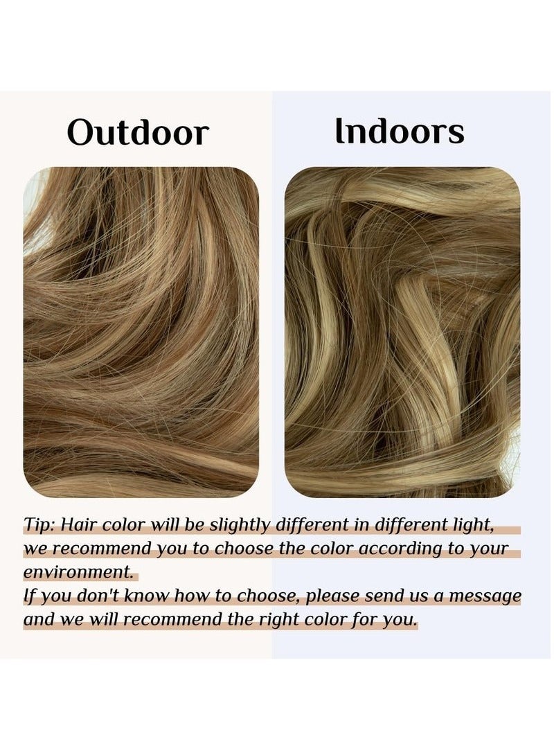 RATSAW Wavy Curly Highlight Hair Extension Synthetic Invisible Wire Hairpiece Short 14 Inch Adjustable Headband for Women High Temperature Fiber No Clip - Image 2