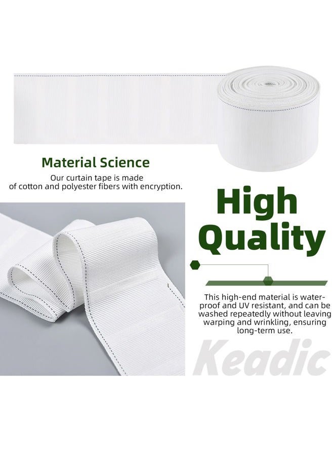 Keadic 41pcs Curtain Accessory Kit: 6 Yards/5.5 Meters Pleated Curtain Heading Tape, Stainless Steel 4-Prong Pleat Hook Clips & Eyelet Curtain Rings for Home Decor - Image 3