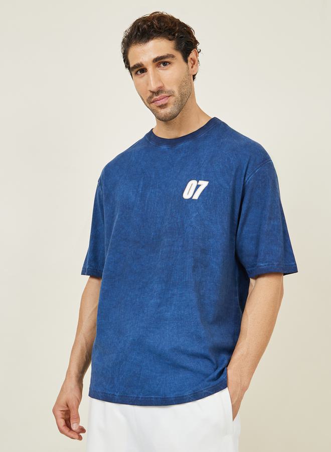 Styli Oversized Acid Washed Varsity Graphic Print T-shirt  - Image 1