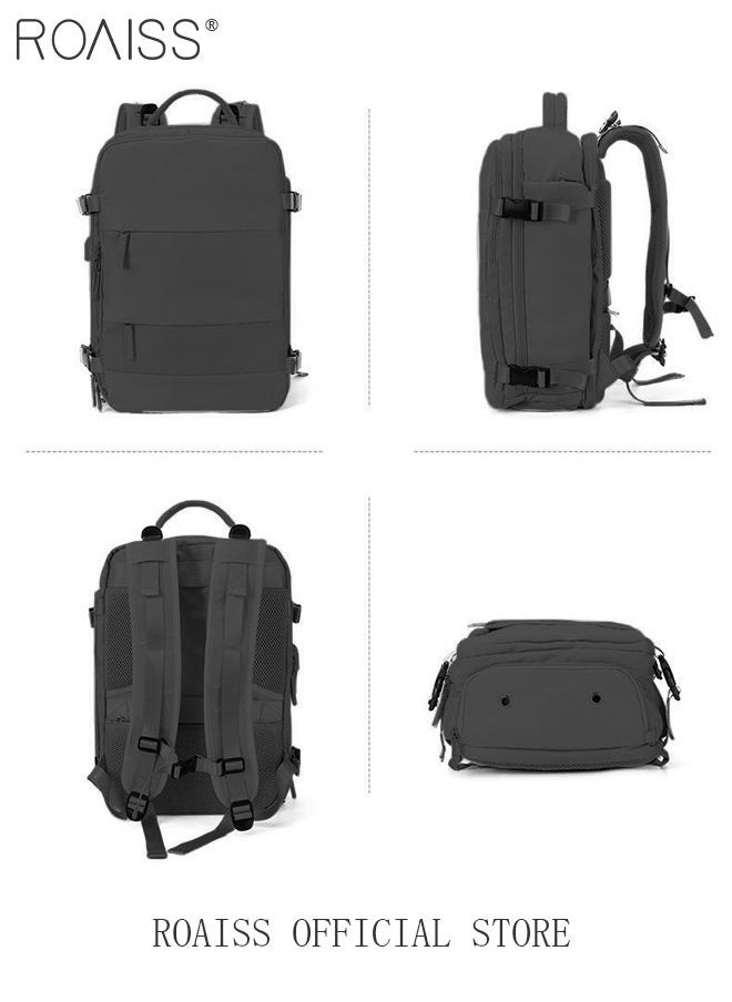 roaiss - Travel Backpack for Men Women Carry On Backpack with USB Charging Port Shoe Compartment 15.6 Inch Laptop Backpack Flight Approved College School Bag Casual Daypack for Weekender Business Hiking - Image 1