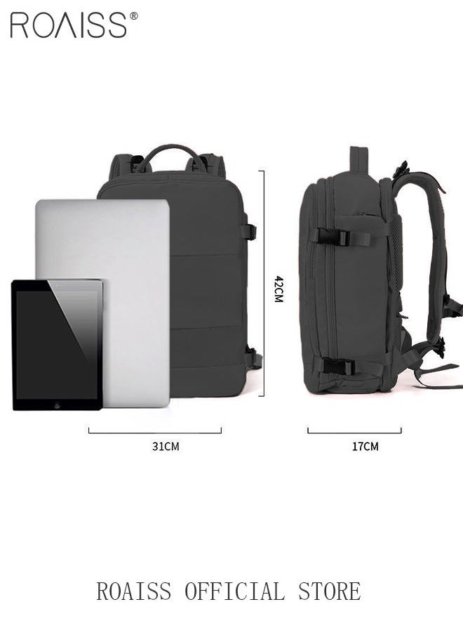 roaiss - Travel Backpack for Men Women Carry On Backpack with USB Charging Port Shoe Compartment 15.6 Inch Laptop Backpack Flight Approved College School Bag Casual Daypack for Weekender Business Hiking - Image 1