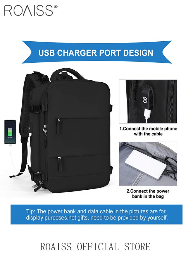 roaiss - Travel Backpack for Men Women Carry On Backpack with USB Charging Port Shoe Compartment 15.6 Inch Laptop Backpack Flight Approved College School Bag Casual Daypack for Weekender Business Hiking - Image 1