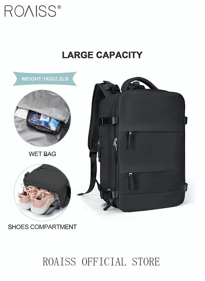 roaiss - Travel Backpack for Men Women Carry On Backpack with USB Charging Port Shoe Compartment 15.6 Inch Laptop Backpack Flight Approved College School Bag Casual Daypack for Weekender Business Hiking - Image 1
