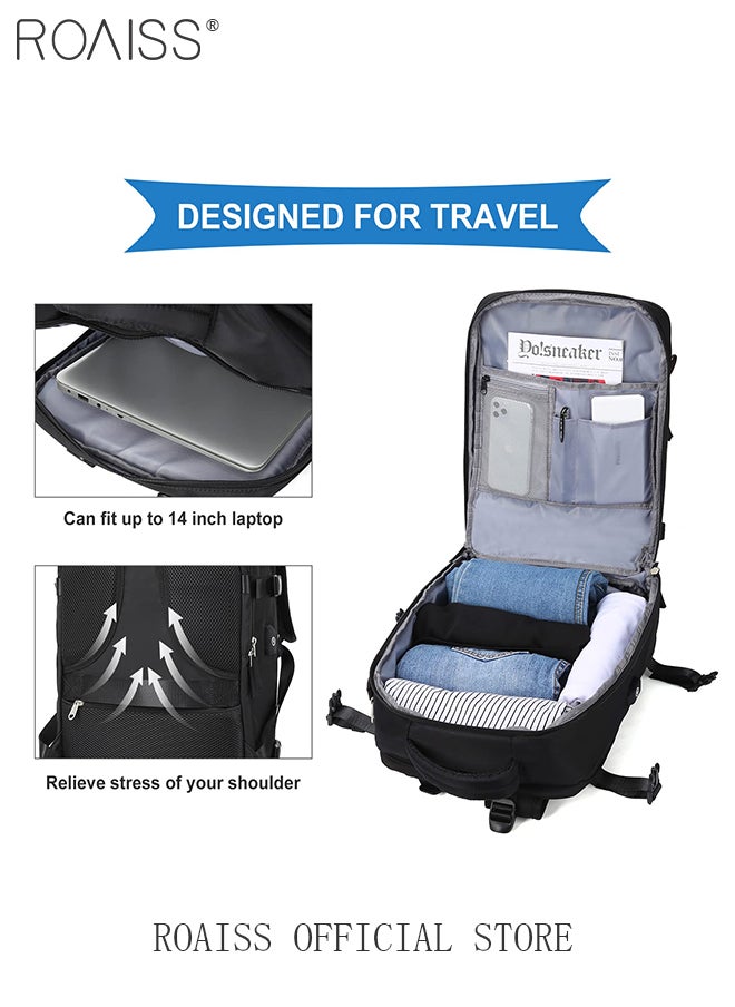 roaiss - Travel Backpack for Men Women Carry On Backpack with USB Charging Port Shoe Compartment 15.6 Inch Laptop Backpack Flight Approved College School Bag Casual Daypack for Weekender Business Hiking - Image 1