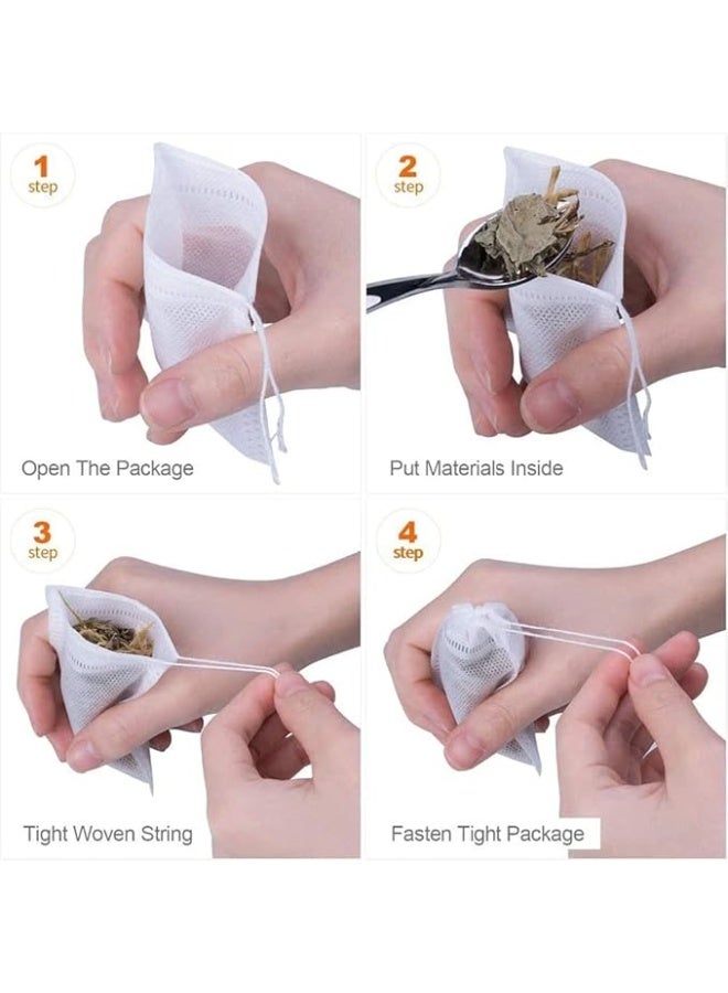 100Pcs Disposable Drawstring Tea Filter Bags Non-woven Fabric Pouches Seal Mesh Bags Coffee Sachet Bags for Loose Leaf Tea, Coffee, Herb, Spice - Image 5