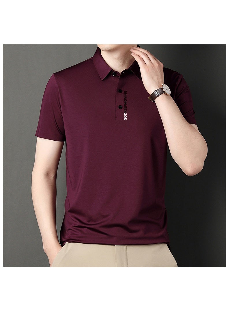 Casual Summer Straight Leg T-Shirt Short Sleeve Turn-down Collar Polo Shirt for Middle-aged Men Business Commuting - Image 2