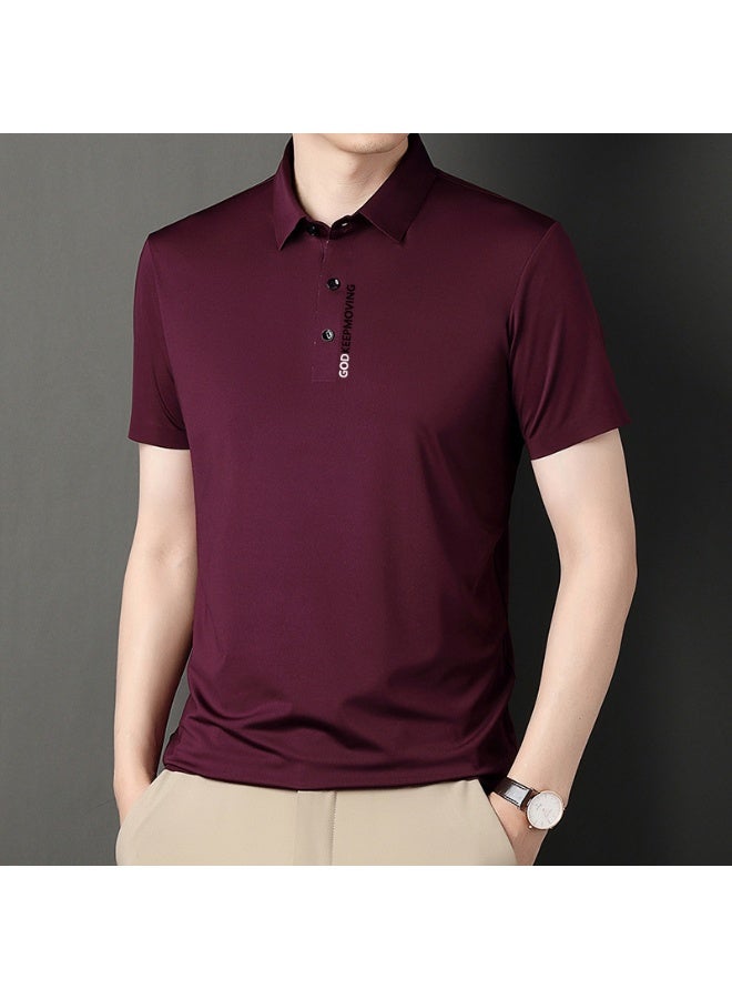 Casual Summer Straight Leg T-Shirt Short Sleeve Turn-down Collar Polo Shirt for Middle-aged Men Business Commuting - Image 1