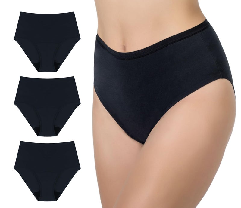 AIRCUTE Washable Urine Absorbency Incontinence Underwear for Women Bladder Leak Proof Cotton Panties 60ML 3 PackBlack 4XLarge - Image 3