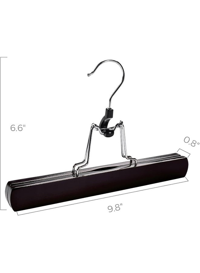 HOUSE DAY HOUSE DAY 20 Pack Cherry Brown Clamp Wooden Pants Hangers Non Slip Wood Skirt Hangers Wood Jeans/Slack Hanger with 360° Swivel Hook - Pants Hangers for Skirts, Slacks  - Image 2