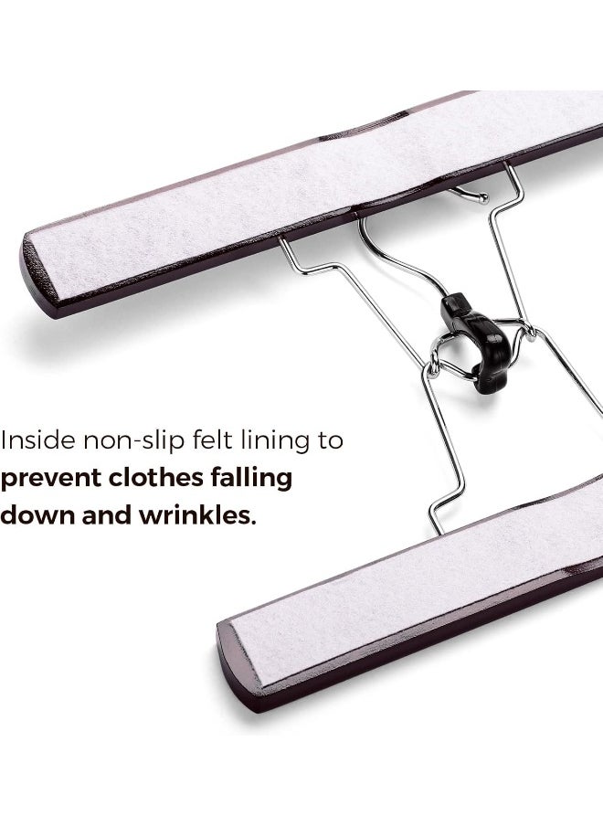 HOUSE DAY HOUSE DAY 20 Pack Cherry Brown Clamp Wooden Pants Hangers Non Slip Wood Skirt Hangers Wood Jeans/Slack Hanger with 360° Swivel Hook - Pants Hangers for Skirts, Slacks  - Image 4