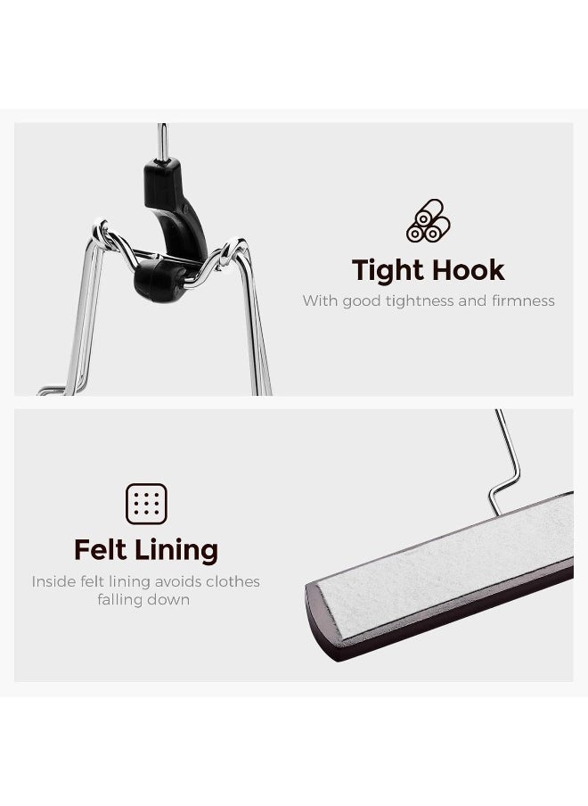 HOUSE DAY HOUSE DAY 20 Pack Cherry Brown Clamp Wooden Pants Hangers Non Slip Wood Skirt Hangers Wood Jeans/Slack Hanger with 360° Swivel Hook - Pants Hangers for Skirts, Slacks  - Image 3