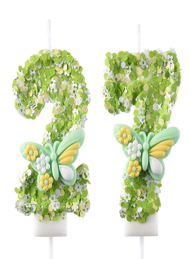 شمعة عيد ميلاد AOOLADA رقم 27 و72، شموع كعكة عيد الميلاد رقم 27 و72، شموع عيد ميلاد رقم 27 و72 لتزيين الكيك، أخضر - Image 1