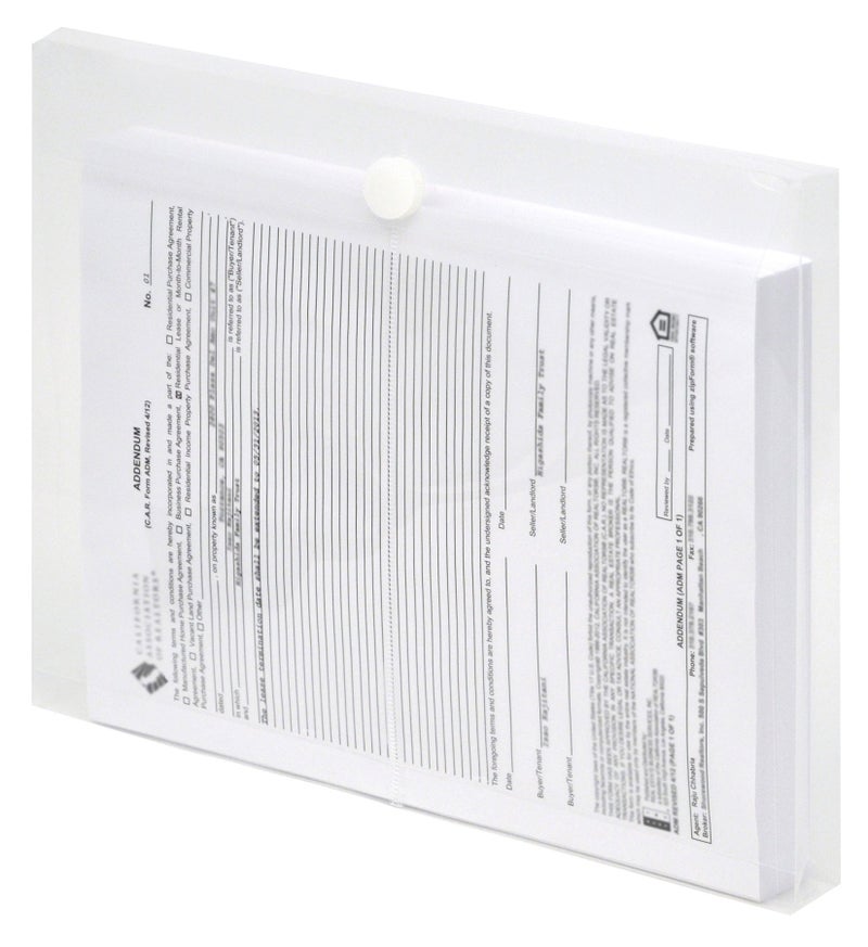 Lion Vel-Close-R Clear Poly Envelopes with Gusset, Letter, Side Load, 6 EA/Pack, 1 Pack (22030-CR) - Image 1