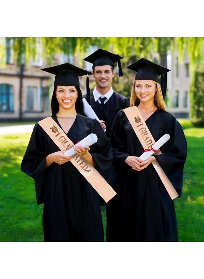 Graduation Sash 2 Piece Set Includes Graduation Cap and Sash Headpiece in Pink and Gold for Graduation Parties - Image 4
