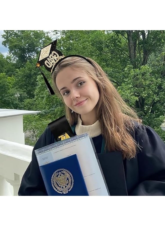 Graduation Sash 2 Piece Set Includes Graduation Cap and Sash Headpiece in Pink and Gold for Graduation Parties - Image 3