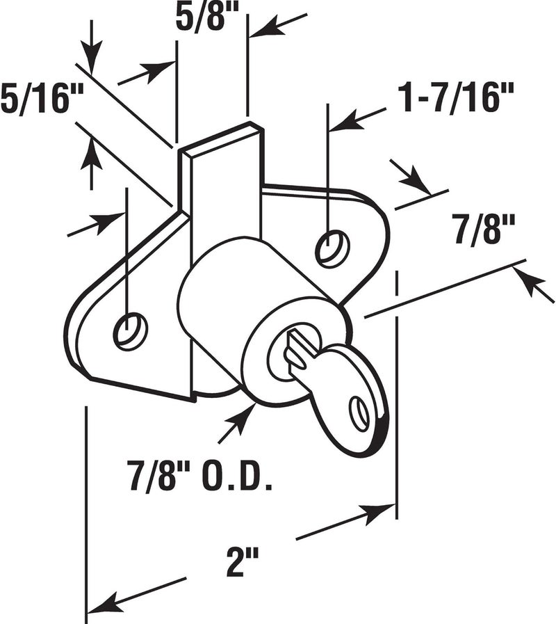 PRIME-LINE Brass U 9947 Drawer & Cabinet Lock - 7/8 in. Outside Diameter, Diecast, Plated Finish - Image 2