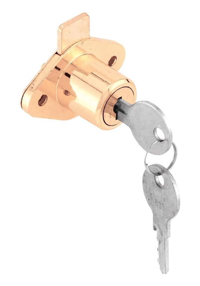 PRIME-LINE Brass U 9947 Drawer & Cabinet Lock - 7/8 in. Outside Diameter, Diecast, Plated Finish - Image 1