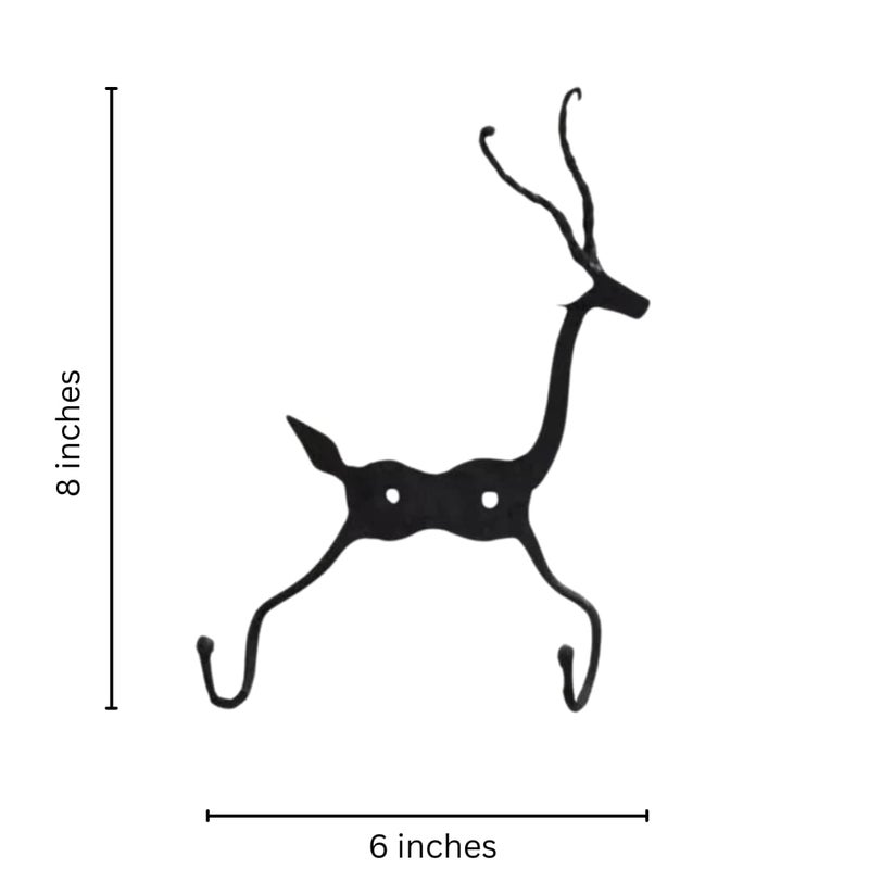 COSHAL COSHAL Wrought Iron Tribal Designed Key Holder Deer with 2 Hooks Holder for Home Decorative  - Image 4