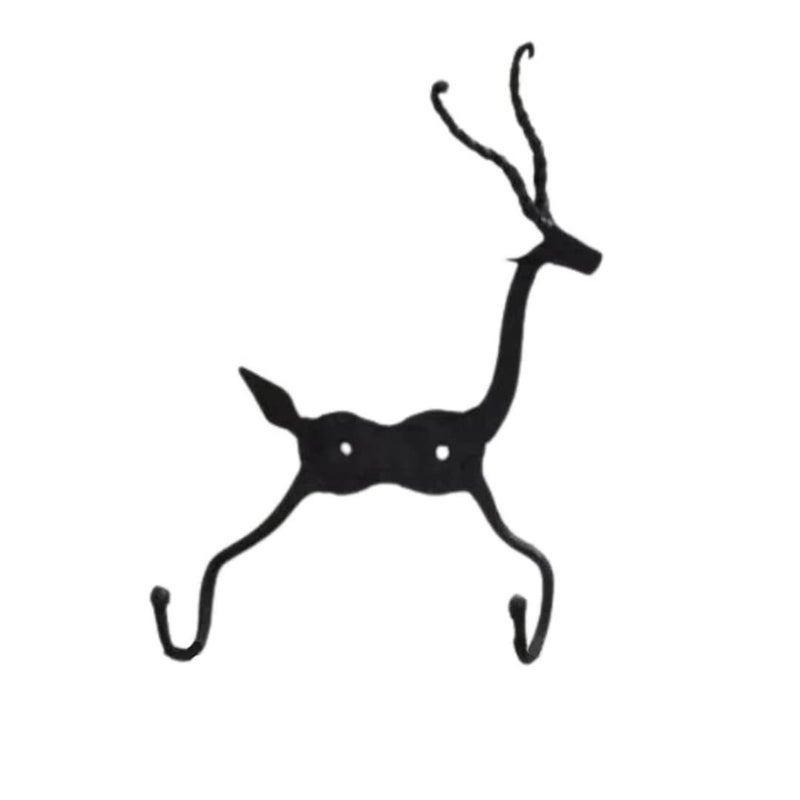 COSHAL COSHAL Wrought Iron Tribal Designed Key Holder Deer with 2 Hooks Holder for Home Decorative  - Image 3