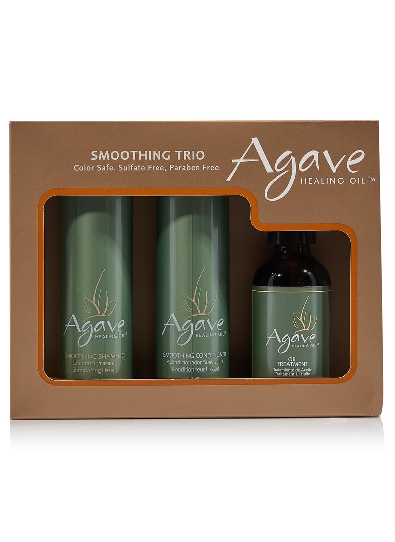 Agave HEALING OIL - Agave Smoothing Haircare Trio with Shampoo, Conditioner & Healing Oil Treatment Hydrating & Frizz Control 3 fl oz/2 fl oz - Image 1