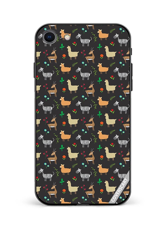 COVERSCART Protective Case Cover For Apple iPhone SE 2022 Jungle Animals Pattern Design Multicolour