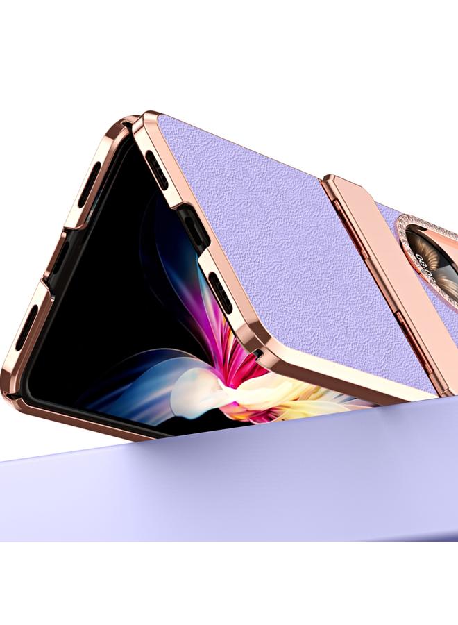 Zaboon Case For Huawei P50 Pocket Plated Plain Leather Folding Phone Case with Hinge - Image 4