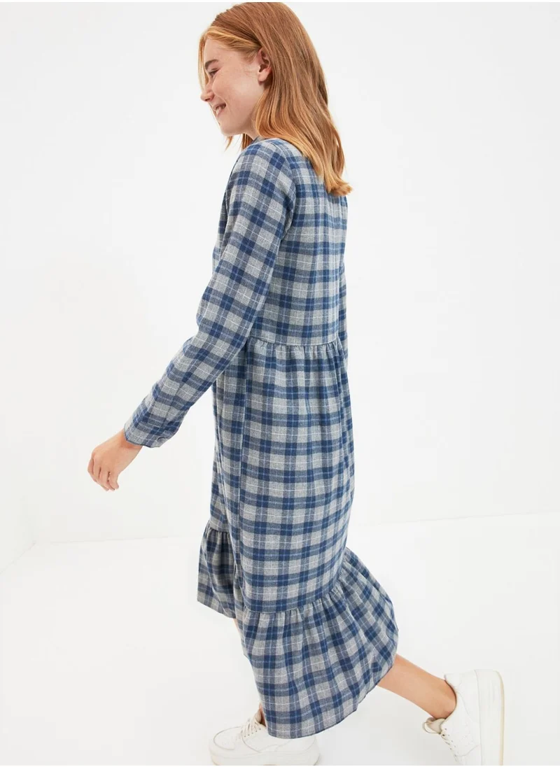 trendyol Checked Button Detail Dress