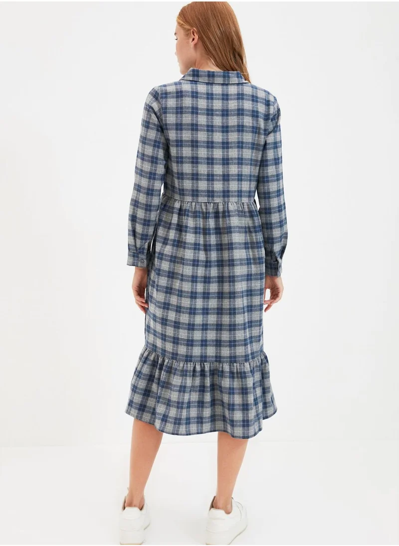 trendyol Checked Button Detail Dress
