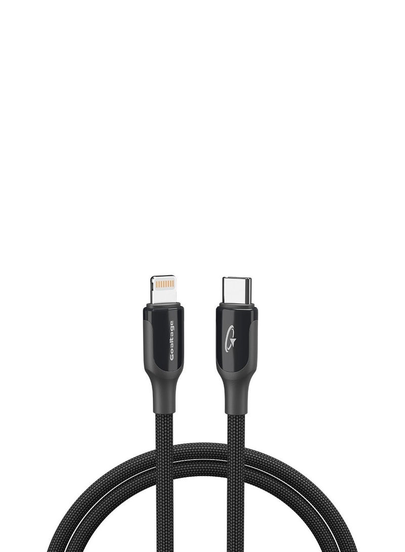 جولتيج كابل شحن جولتیج USB C الى لايتنينج بطول 1.2 متر، شحن PD حتى 35 واط، شريحة E Marker، نقل بيانات 480 ميجابت في الثانية، نايلون مجدول، رؤوس من سبائك الزنك، لون اسود - Image 1
