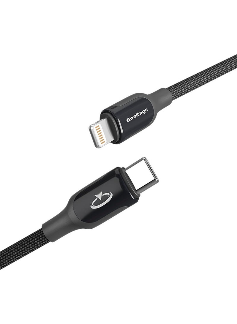 جولتيج كابل شحن جولتیج USB C الى لايتنينج بطول 1.2 متر، شحن PD حتى 35 واط، شريحة E Marker، نقل بيانات 480 ميجابت في الثانية، نايلون مجدول، رؤوس من سبائك الزنك، لون اسود - Image 2