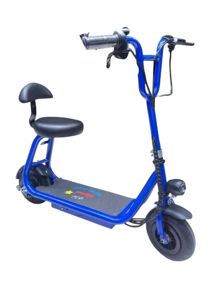 Mini Electric Scooter - Compact Design, Powerful Battery, and Distinctive Lighting (Blue)