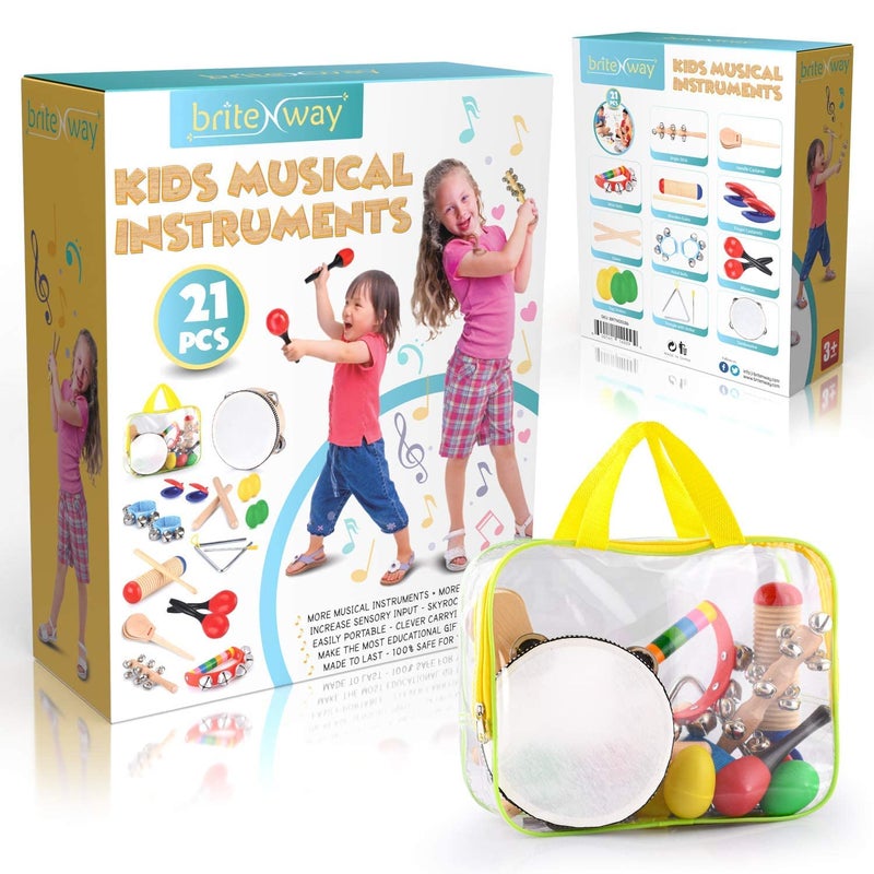 briteNway Toddler Educational & Musical Percussion for Kids & Children Instruments Set 21 Pcs â€“ with Tambourine, Maracas, Castanets & More â€“ Promote Fine Motor Skills, Enhance Hand to Eye Coordination, - Image 3