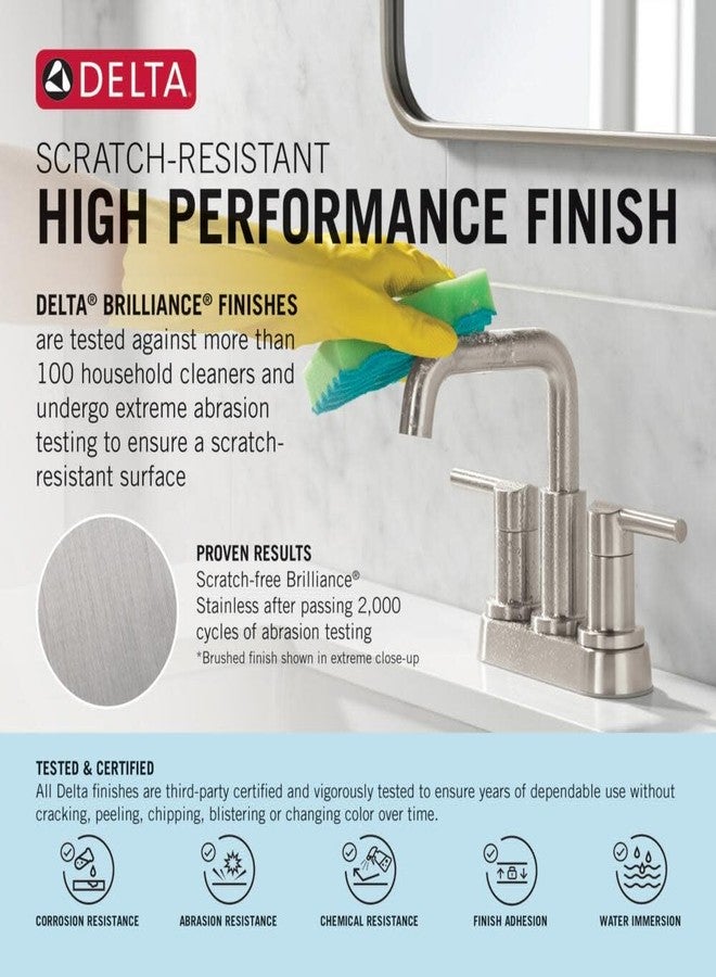 Delta Faucet Foundations Centerset Bathroom Faucet, Brushed Nickel 1-Handle Bathroom Faucet, Delta Bathroom Sink Faucet, Metal Push-Pop Drain Assembly, Stainless B510LF-SS - Image 5