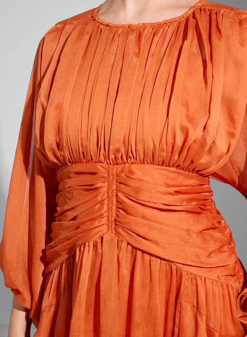 Ginger Boutique  Ruffled Chiffon Midi Dress for Women | Best Price UAE
