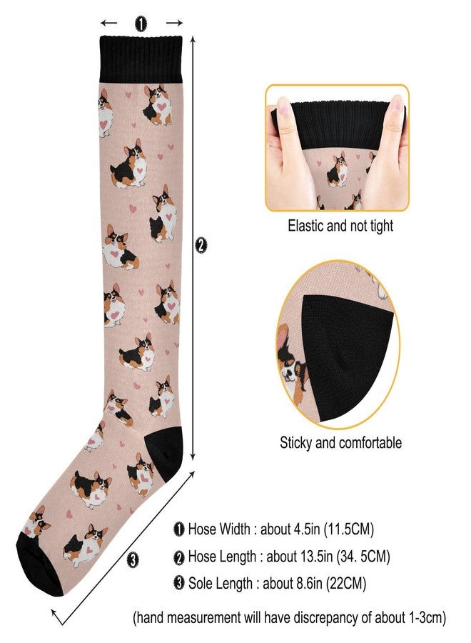 Wusikd Welsh Corgi Compression Socks for Women and Men Circulation Heart Long Socks for Athletic Running 1 - Image 4