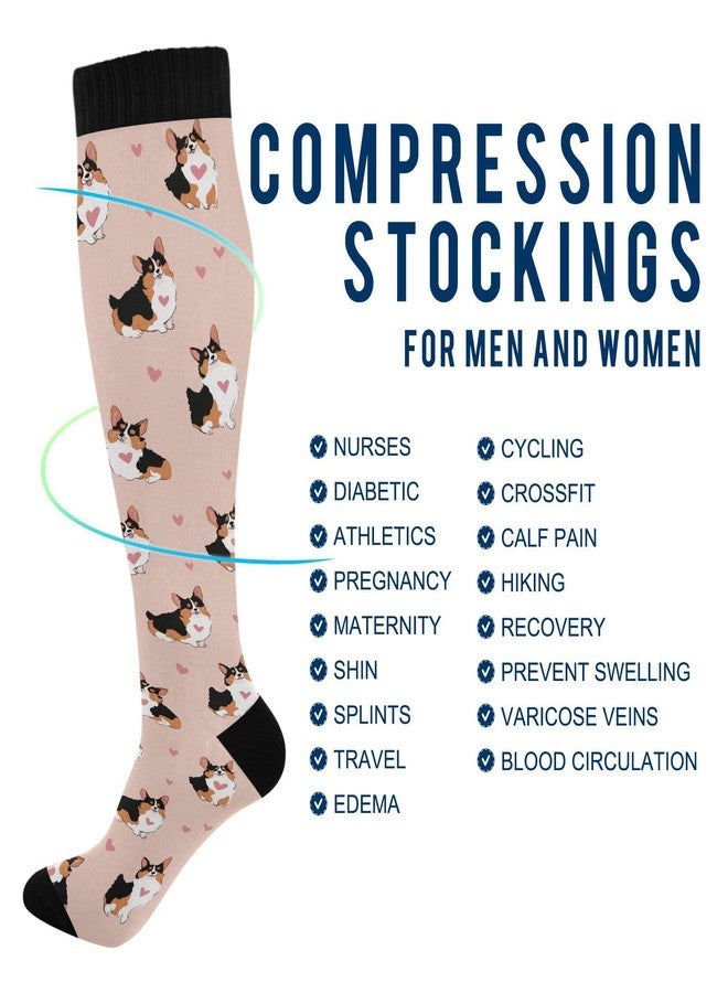 Wusikd Welsh Corgi Compression Socks for Women and Men Circulation Heart Long Socks for Athletic Running 1 - Image 5