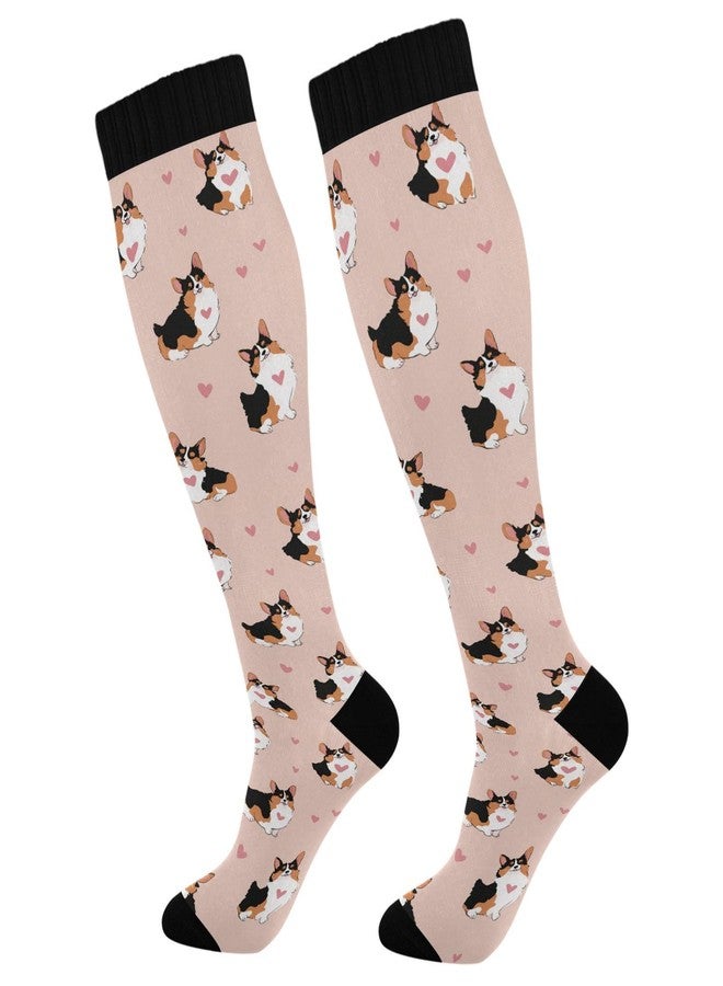 Wusikd Welsh Corgi Compression Socks for Women and Men Circulation Heart Long Socks for Athletic Running 1 - Image 1