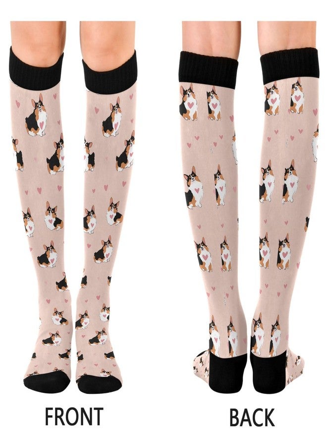 Wusikd Welsh Corgi Compression Socks for Women and Men Circulation Heart Long Socks for Athletic Running 1 - Image 2