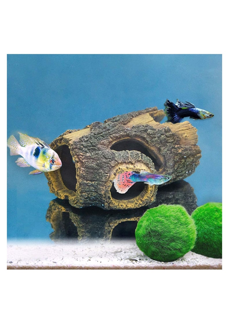 Resin Hollow Tree Trunk Betta Log Aquarium Decorations Ornament Fish House Cave Wood House Decor for Small and Medium Fish Tank - Image 1