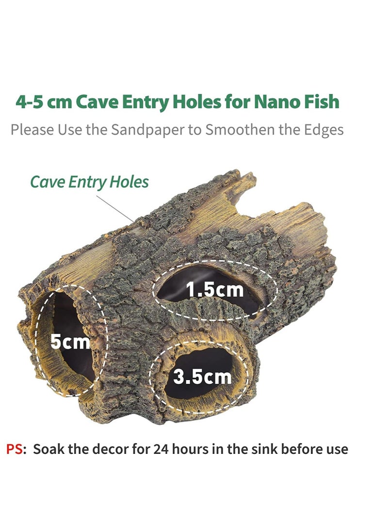 Resin Hollow Tree Trunk Betta Log Aquarium Decorations Ornament Fish House Cave Wood House Decor for Small and Medium Fish Tank - Image 2
