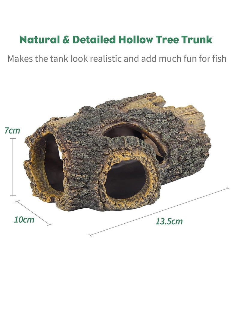 Resin Hollow Tree Trunk Betta Log Aquarium Decorations Ornament Fish House Cave Wood House Decor for Small and Medium Fish Tank - Image 4