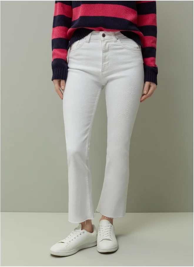 او في اس Ovs Piombo Flared Jeans With Raw Hems