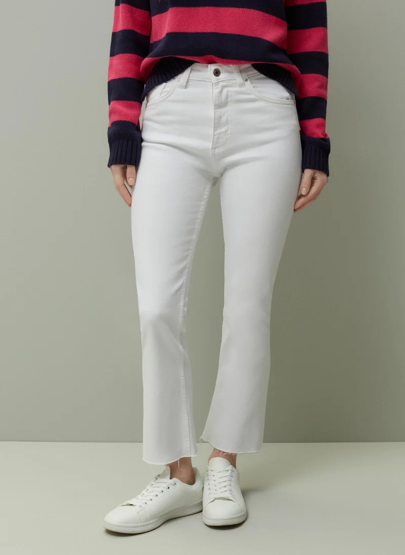 او في اس Ovs Piombo Flared Jeans With Raw Hems