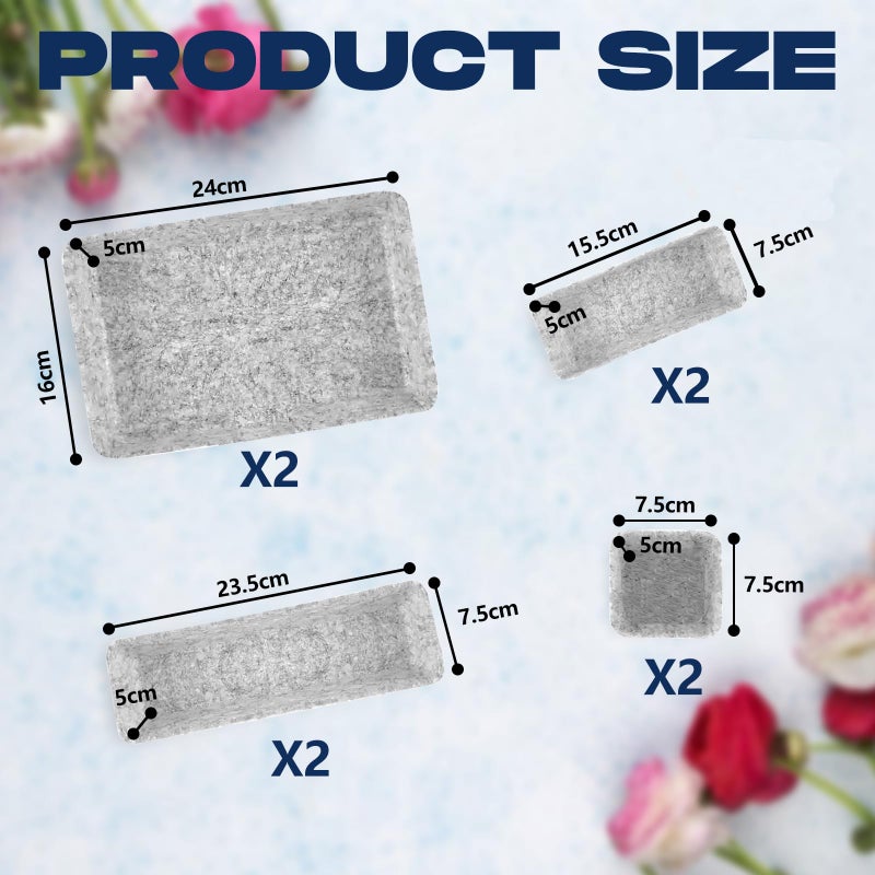 lisetar Felt Drawer Organiser Set of 8 Pcs, 4 Sizes Desk Drawer Organiser Trays for Makeup, Stationery & Accessories, Soft Anti-Slip Drawer Organizer for Home Office Bedroom - Grey - Image 2